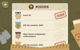 Cartoon military interface screen titled "08 Mission" with colorful military icons and map elements by LAYERLAB Shop.
