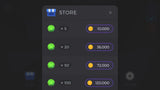LAYERLAB Shop GUI Neon interface with a vibrant, jewel-toned digital display showcasing colorful neon design elements.