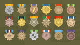 Military-themed 2D icons set featuring various military items, designed by LAYERLAB Shop, shown in the image.