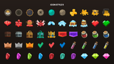 Set of 2D icons from LAYERLAB Shop, featuring various colorful and modern graphic symbols in the total pack.