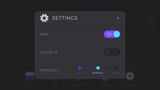 LayerLab Shop GUI neon interface settings displayed on screen in a sleek, modern digital design with vibrant neon accents.
