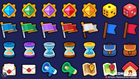 Casual game icon pack by LayerLab featuring UI and reward icons