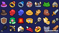 Casual game icon pack by LayerLab featuring UI and reward icons