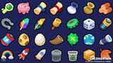 Casual game icon pack by LayerLab featuring consumable and stat icons