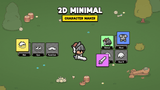 2D minimal character maker by LAYERLAB Shop featuring a customizable cartoon-style character with simple geometric features.