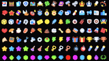3D icons from LAYERLAB Shop, including basic game-themed symbols in vibrant colors, on a white background.