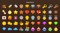 Set of 2D icons from LAYERLAB Shop, featuring various colorful, modern digital graphic symbols in a total icon pack.