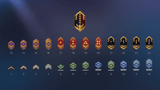 Set of 2D space-themed rank icons in various designs from LAYERLAB Shop, ideal for gaming or achievement displays.