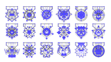 LayerLab Shop 2D military icons set featuring various military items and symbols in a clear, detailed digital illustration.