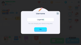 Simple casual GUI interface from LAYERLAB Shop with a popup for name change, featuring clean design elements.