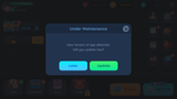 Screenshot of GUI Pro interface by LAYERLAB Shop showing a simple casual design with update notification popup.