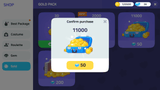 LayerLab Shop GUI life game interface showing purchase confirmation screen with game elements and options.