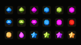 3D game icons from LAYERLAB Shop, featuring colorful, stylized symbols and characters in a vibrant digital design.