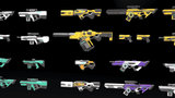 3D sci-fi gun prop by LAYERLAB Shop with detailed futuristic design on a transparent background.