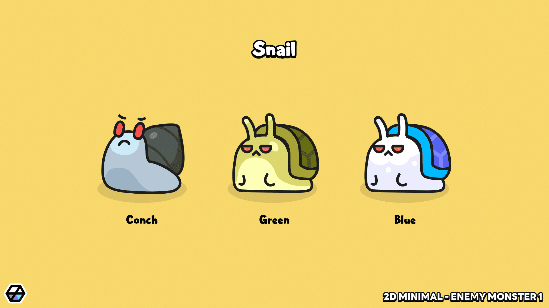 2D minimal enemy monster sprite – simple cartoon monster character for mobile and casual games