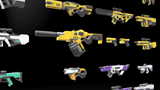 3D sci-fi gun prop from LAYERLAB Shop, detailed futuristic weapon with metallic finish and intricate design.