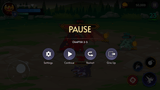 Fantasy RPG mobile game pause screen UI showing chapter information, continue, restart, and give up buttons, Layerlab, store.layerlab