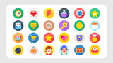 LAYERLAB Shop GUI simple round interface with 16 colorful icons, modern design for user-friendly navigation.