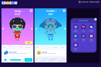 레이어스토어의 Neon2 인터페이스 디자인, 디지털 인터페이스 위 생동감 있는 네온 스타일 요소.