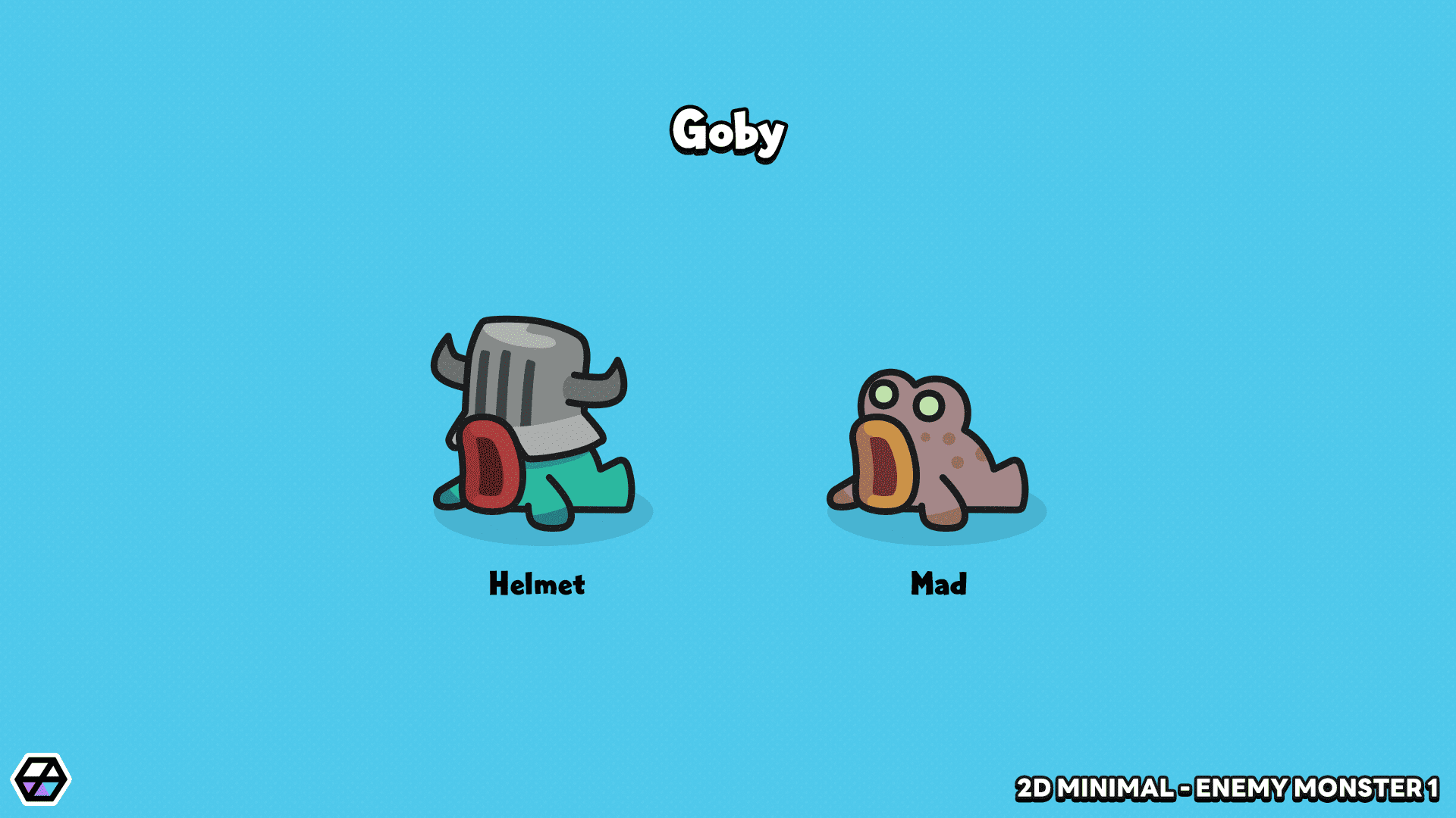 2D minimal enemy monster sprite – simple cartoon monster character for mobile and casual games