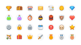 BlueSky interface icons by LAYERLAB Shop, featuring 17 colorful symbols and tools for user-friendly digital design.