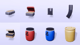 3D Casual Survival props by LAYERLAB Shop, featuring realistic survival gear and accessories on a neutral background