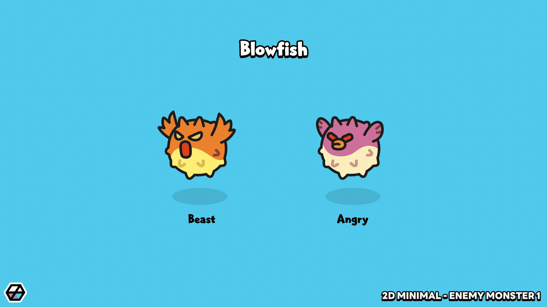 2D minimal enemy monster sprite – simple cartoon monster character for mobile and casual games