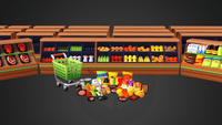 3D Mart object prop by LAYERLAB Shop, featuring a realistic 3D model of a supermarket shopping cart on a plain background.