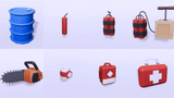 3D casual survival props from LAYERLAB Shop, featuring detailed survival gear and accessories in a realistic 3D design.