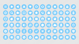 Blue round function button from LAYERLAB Shop's GUI simple interface, designed for user interaction and control.