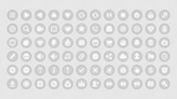 Gray round function button for GUI interface by LAYERLAB Shop, simple design with labeled functions on a gray background.
