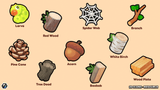 2D wood resource icons from LAYERLAB Shop, featuring natural wood textures and various wood-related symbols for design projects.