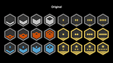 Space-themed 2D icons set featuring various rank symbols, designed by LAYERLAB Shop for digital and graphic design projects.