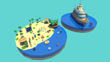 3D casual beach props by LAYERLAB Shop, featuring realistic sand, umbrellas, and beach accessories for digital design projects.
