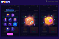 레이어스토어의 Neon2 인터페이스 디자인 — 생동감 있는 네온 스타일 요소와 커스터마이징용 레이어드 PSD 파일.