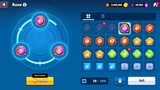 Screenshot of GUI Pro casual game interface by 내 스토어, featuring RPG-style rune fuse menu with vibrant icons and detailed layout.