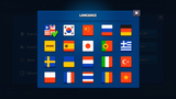 GUI Pro casual game interface showing language settings screen with options and icons, designed by 내 스토어.