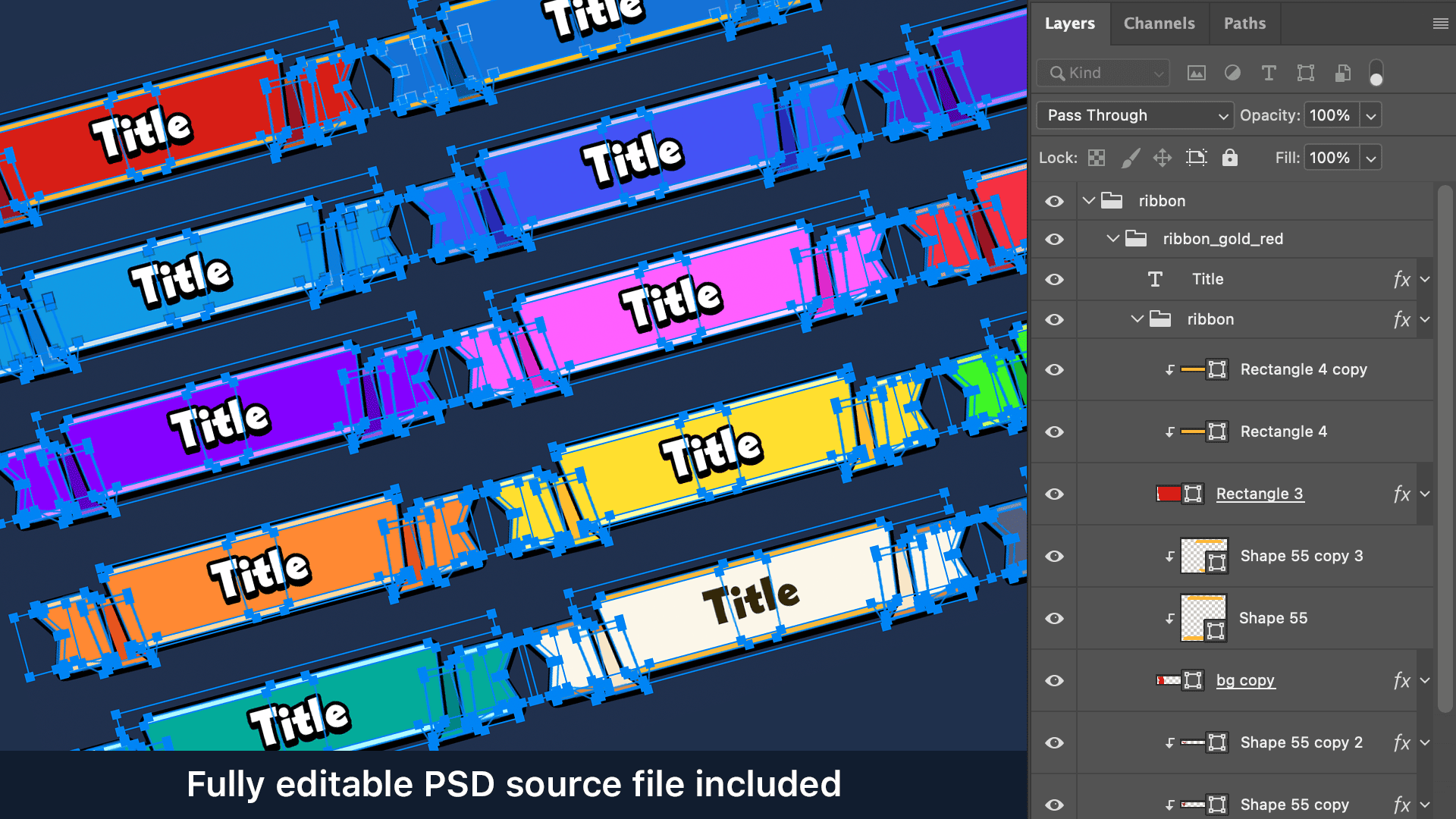 LAYERLAB 2D game ribbon elements optimized for menus and shop banners