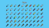 2D minimal weapon icons from the Equip Item Pack by LAYERLAB Shop, featuring sleek, simple designs for game or app interfaces.