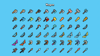 2D minimal weapon icon from LAYERLAB Shop's Equip Item Pack, showcasing a sleek, simple design suitable for gaming interfaces.