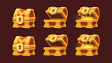 Gold 2D fantasy chest icon from LAYERLAB Shop, featuring detailed 2D artwork of a treasure chest with gold accents.