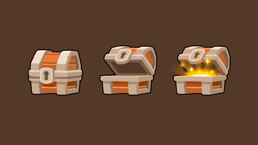 LAYERLAB 2D fantasy wooden chest asset for game reward systems