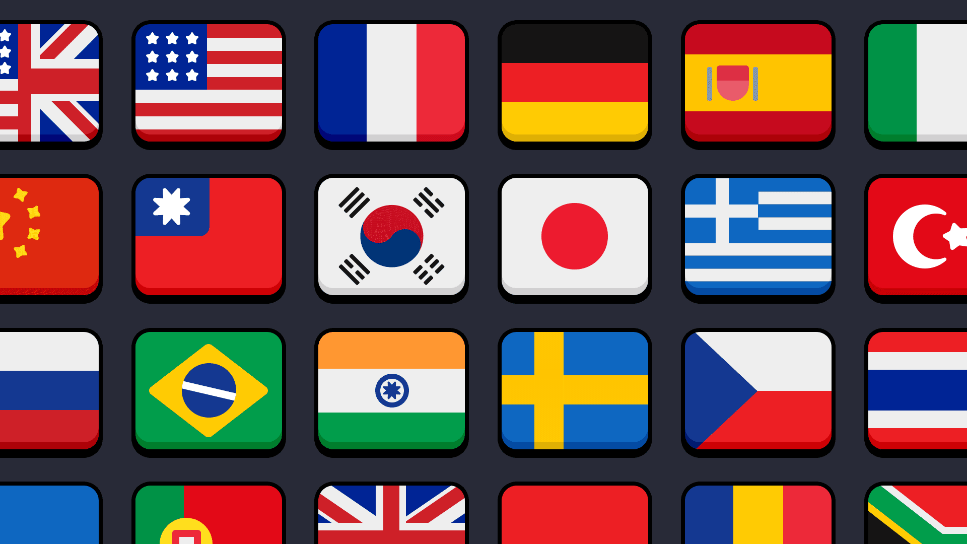 LAYERLAB 2D casual flag icon pack for game language and region selection
