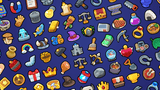 Premium casual game icon pack by LayerLab, 900+ hand-drawn PNG icons for mobile and indie game development