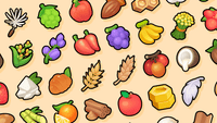 Set of 2D farming and crafting icons by LAYERLAB Shop, featuring detailed illustrations of farming tools and crafting symbols.