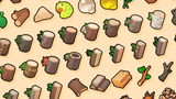 2D icons set featuring wood resource illustrations by LAYERLAB Shop, showcasing various wood textures and types for design projects.