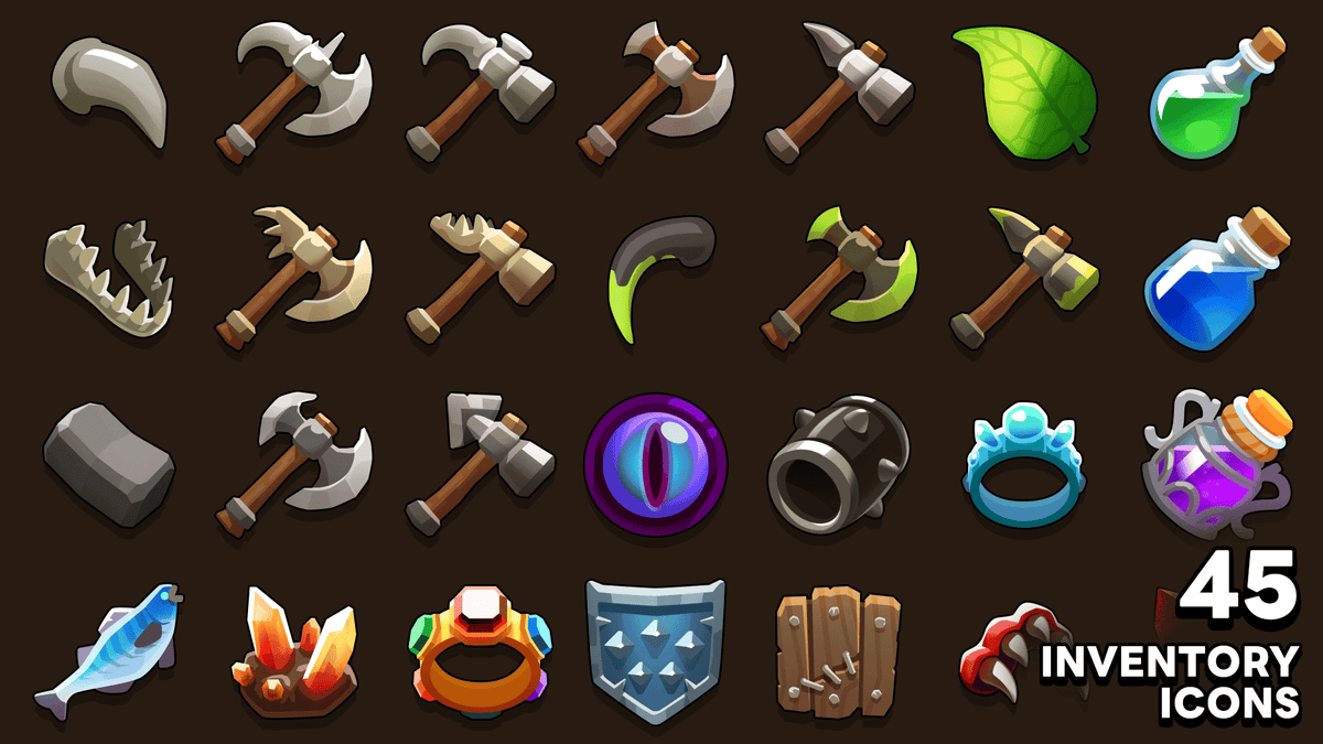 Game Inventory Icons Pack – 200+ Items for Unity & Unreal | LAYERLAB ...