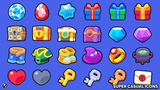 Set of 2D casual icons from LAYERLAB Shop featuring various modern, colorful digital illustrations for user interfaces.
