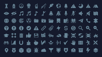 Set of 2D survival icons from LAYERLAB Shop, featuring various pictograms for outdoor and emergency themes.
