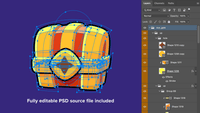 2D icons featuring a reward chest pack from LAYERLAB Shop, casual style with colorful chest and treasure imagery.
